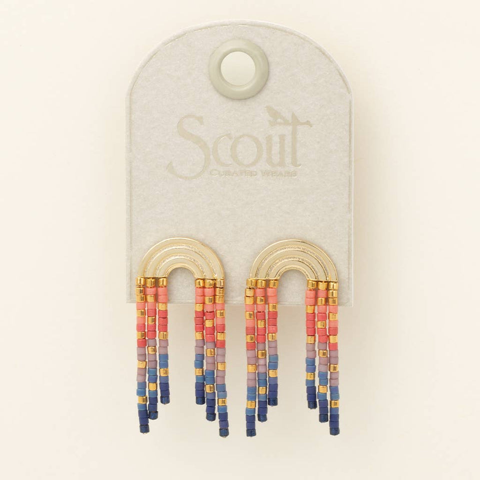 Chromacolor Miyuki Rainbow Fringe Earring - Multi/Gold