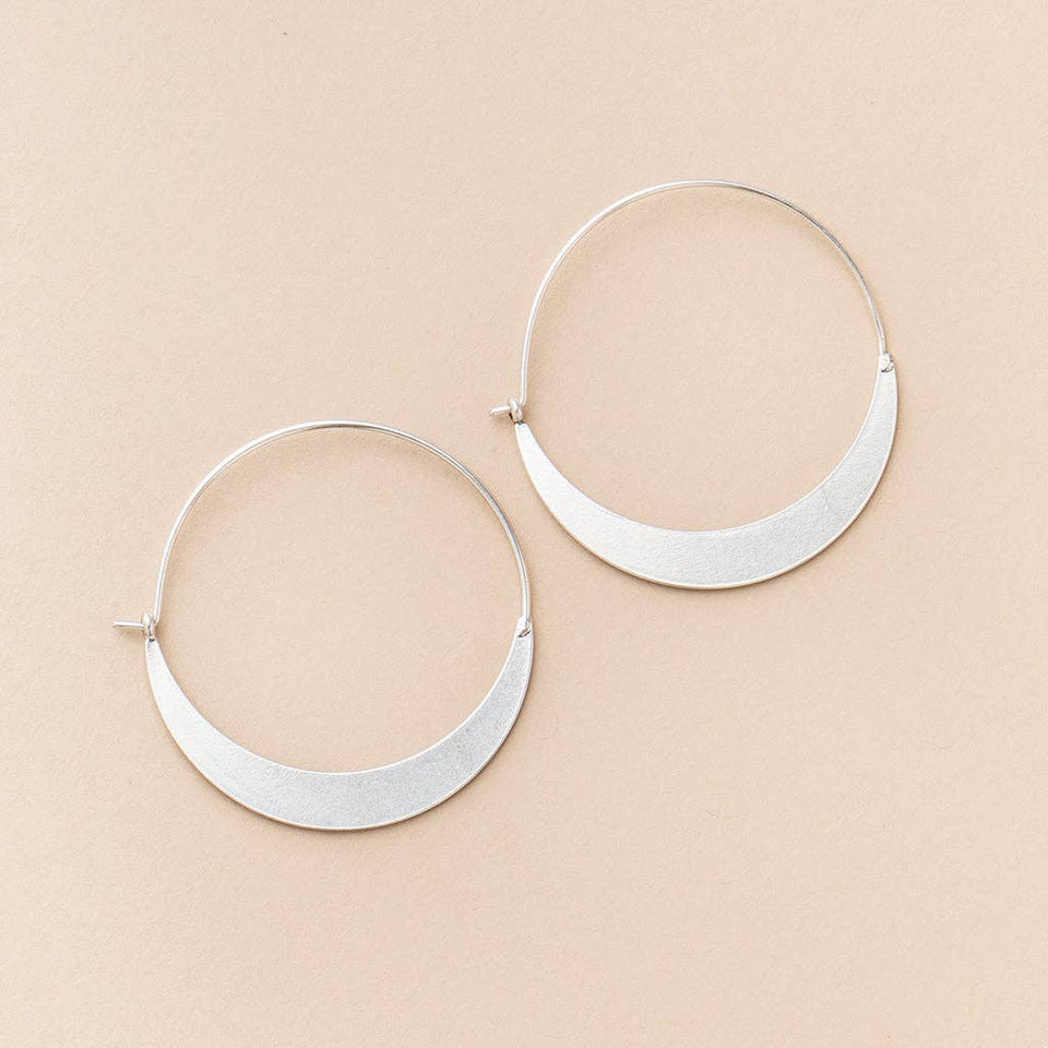 Refined Earring Collection - Crescent Hoop/Sterling Silver