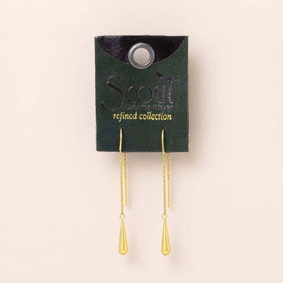 Refined Earring Collection - Teardrop Threader/Gold Vermeil