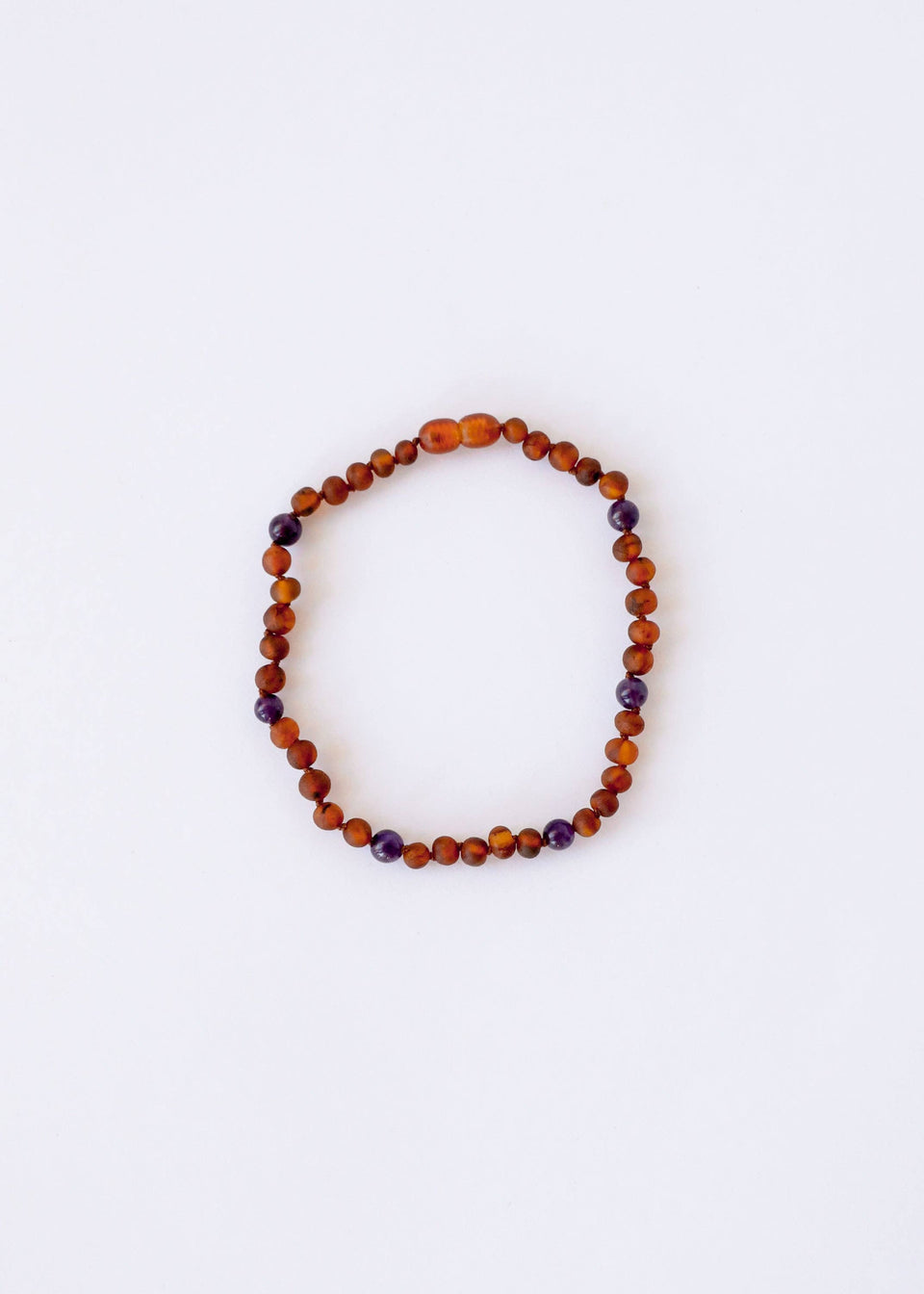 Raw Cognac Baltic Amber + Amethyst || Halo Necklace ||: 11" Baby Necklace