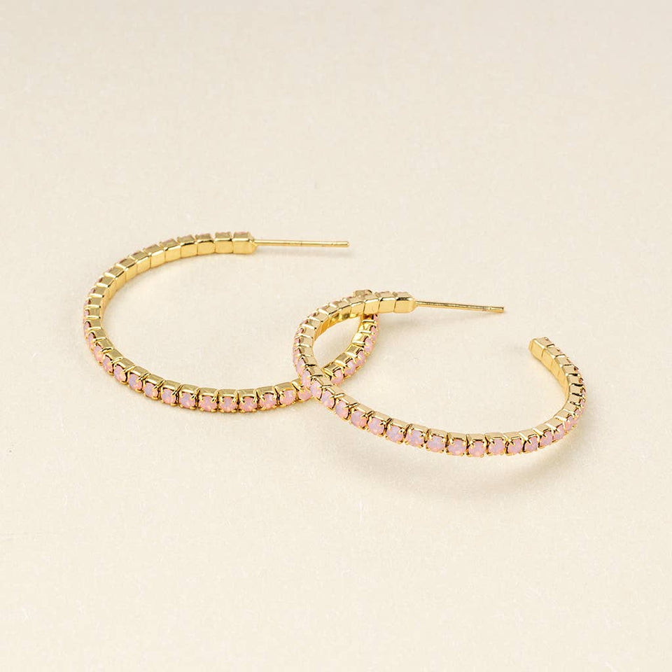 Sparkle & Shine Sm Rhinestone Hoop Earring - Rose Water Opal