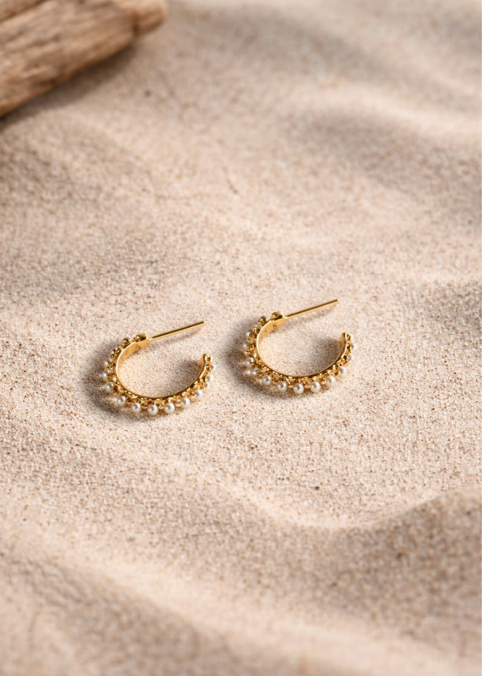 Luxe Gold Pearl & Rhinestone Hoops