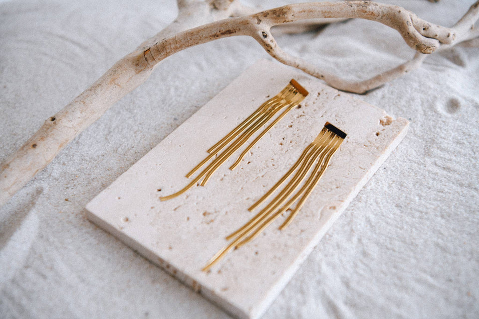 Gold-Plated Stainless-Steel Earrings: Gold Rectangle