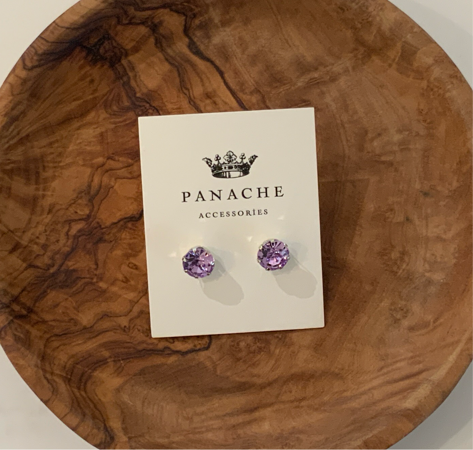 Lilac Round Gemstone Stud Earrings