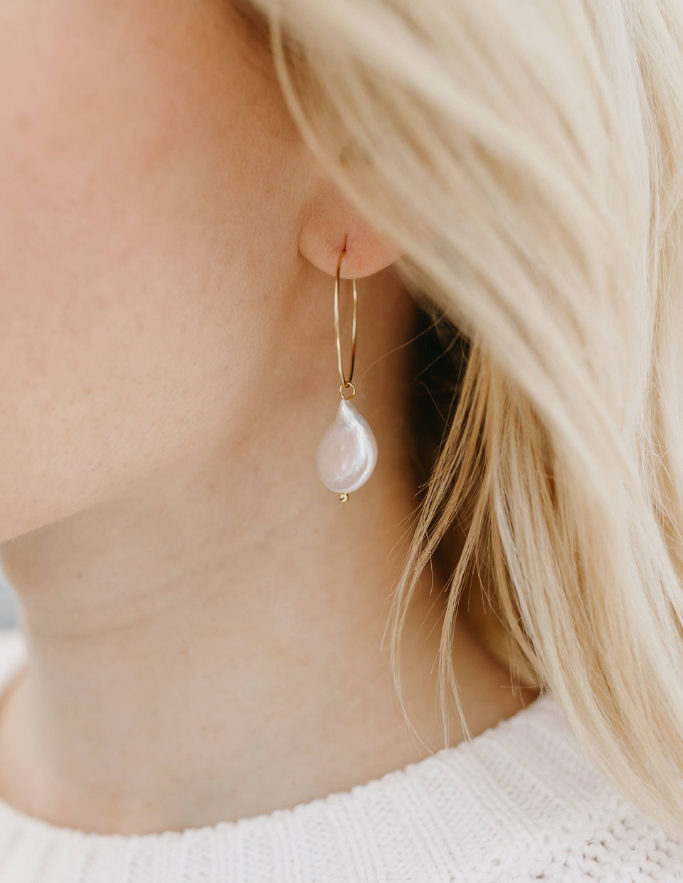 Pearl Hoop Earrings