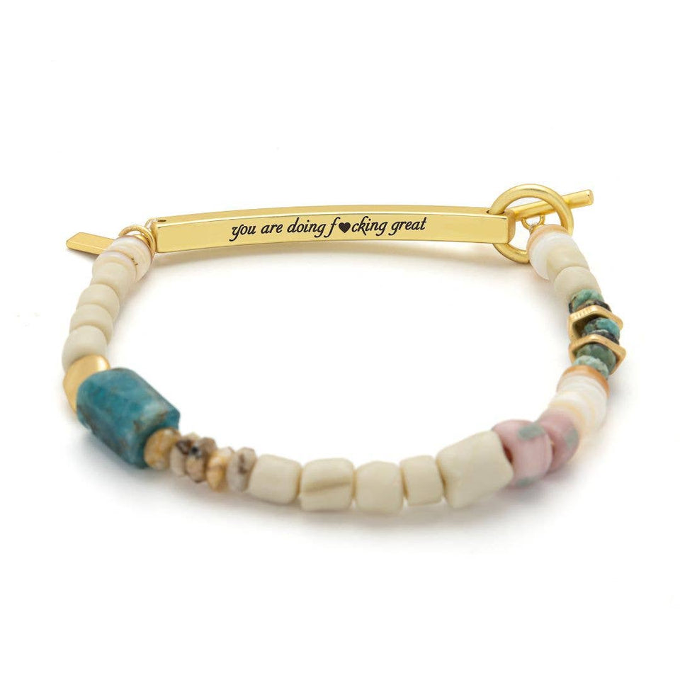 Hidden Message Bracelet - F♥cking Great/Blue Apatite/Gold