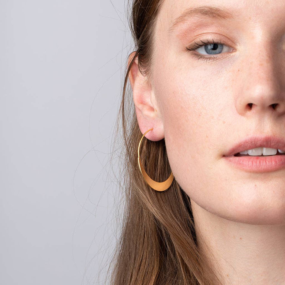 Refined Earring Collection - Crescent Hoop/Gold Vermeil