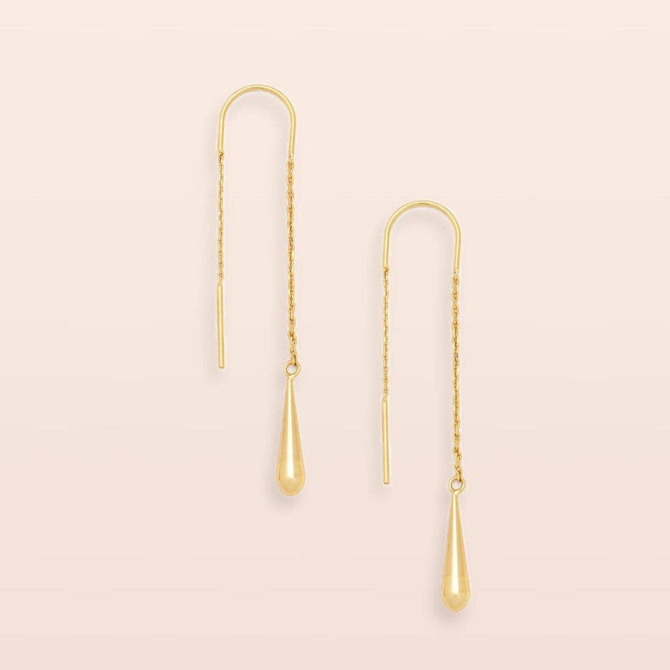 Refined Earring Collection - Teardrop Threader/Gold Vermeil