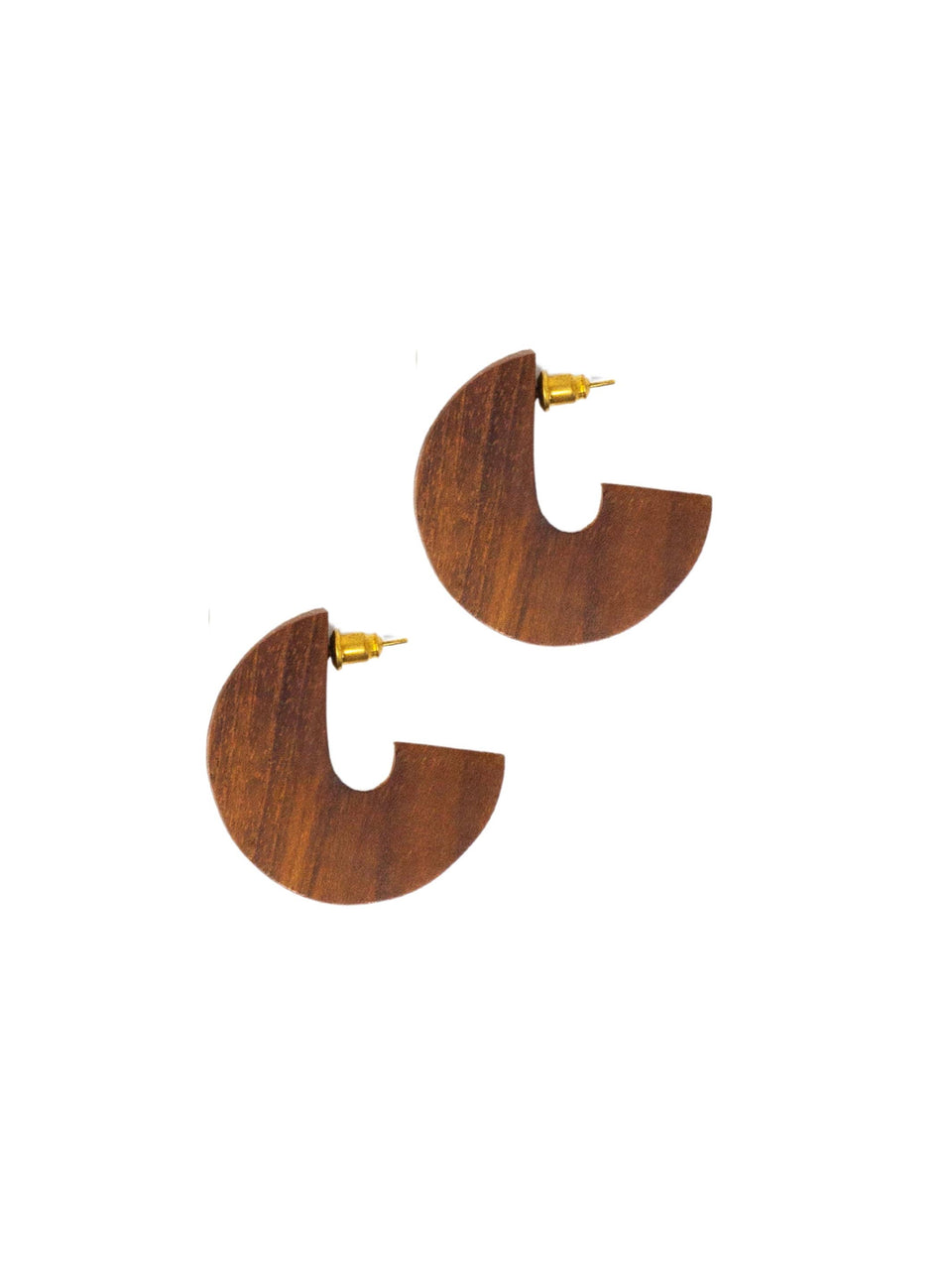 Wood Disc Earrings - Teak Wood: Large 2"