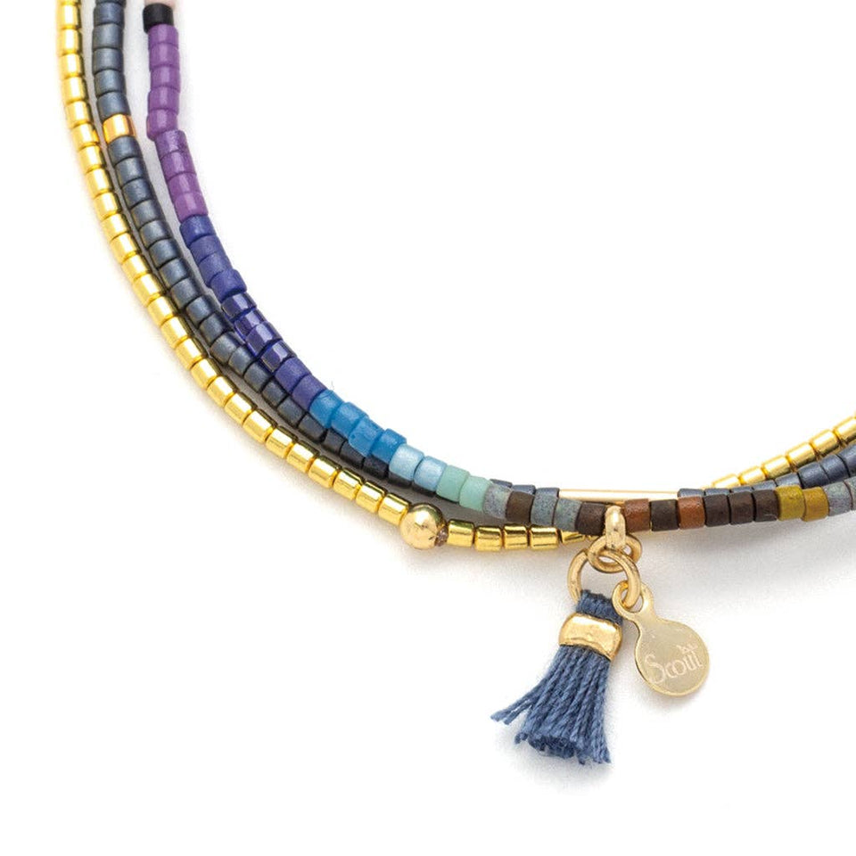 Chromacolor Miyuki Bracelet Trio - Dark Multi/Gold