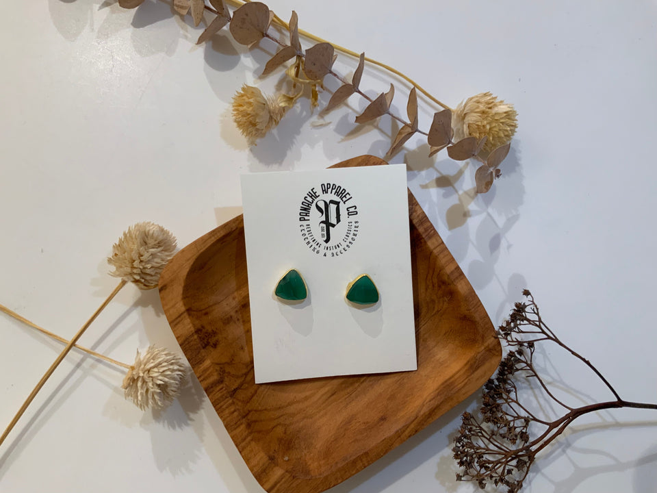 Green Triangle Gemstone Studs | petite shops