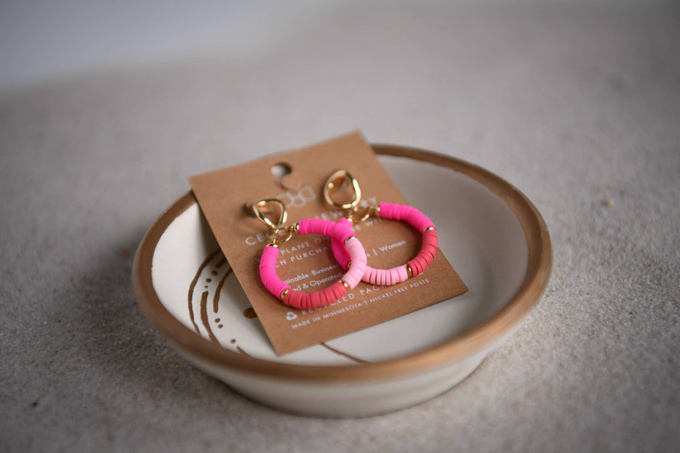 Gold Plated Organic Prismatic Small Hoop: Pinks