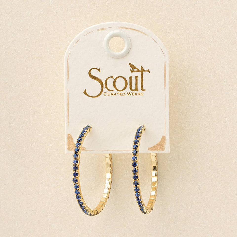 Sparkle & Shine Sm Rhinestone Hoop Earring - Montana Blue