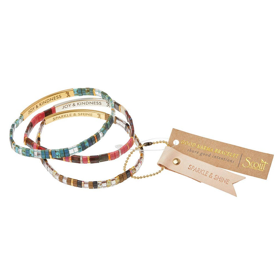 Good Karma Miyuki Bracelet | Joy & Kindness - Marine/Gold