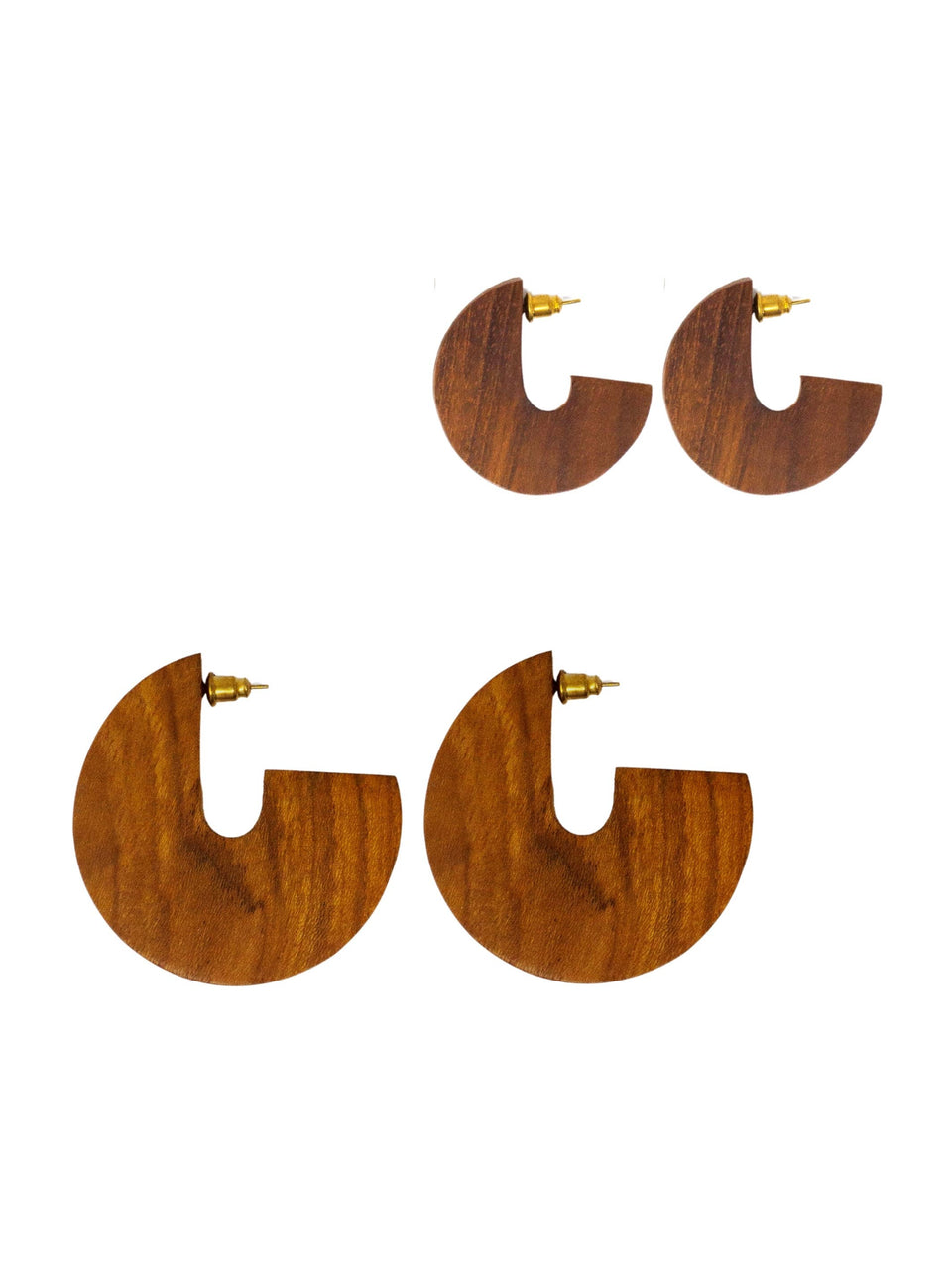 Wood Disc Earrings - Teak Wood: Large 2"