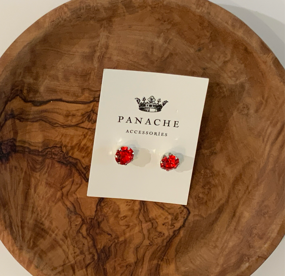 Red Round Gemstone Stud Earrings