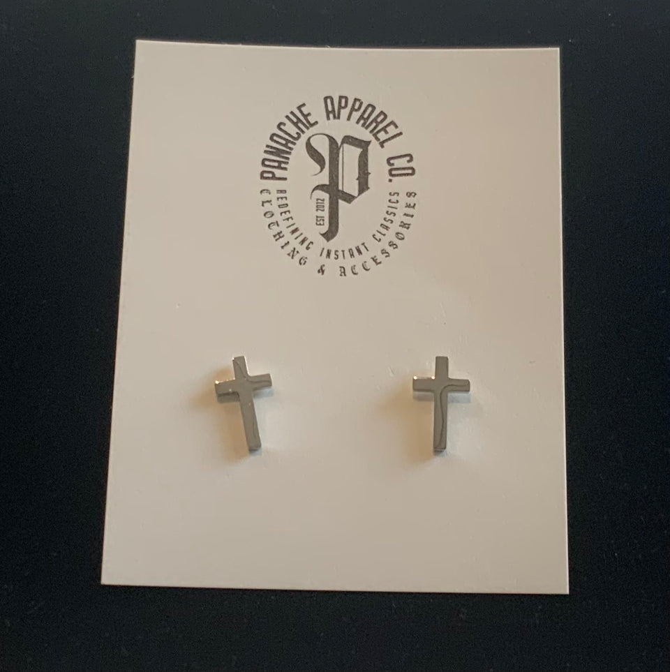 Silver Cross Stud Earrings | petite shops