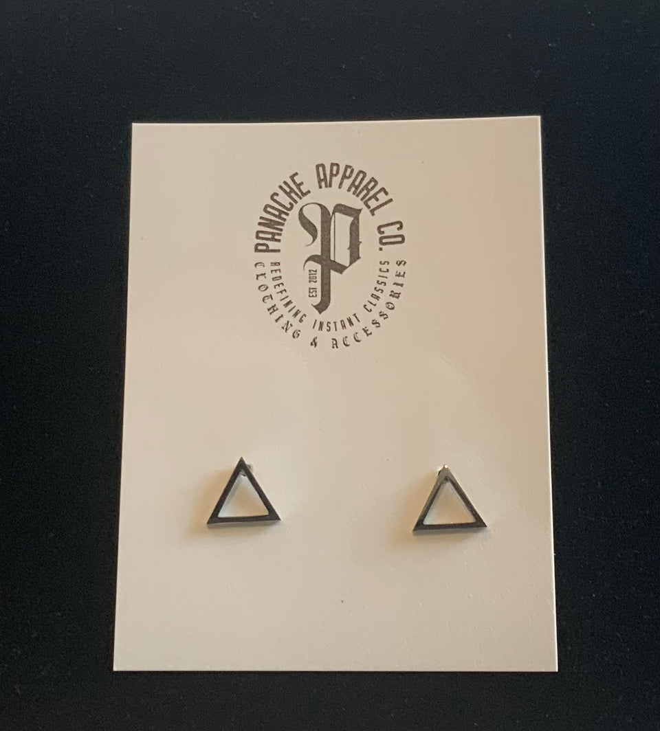 Silver Open Triangle Stud Earrings | petite shops