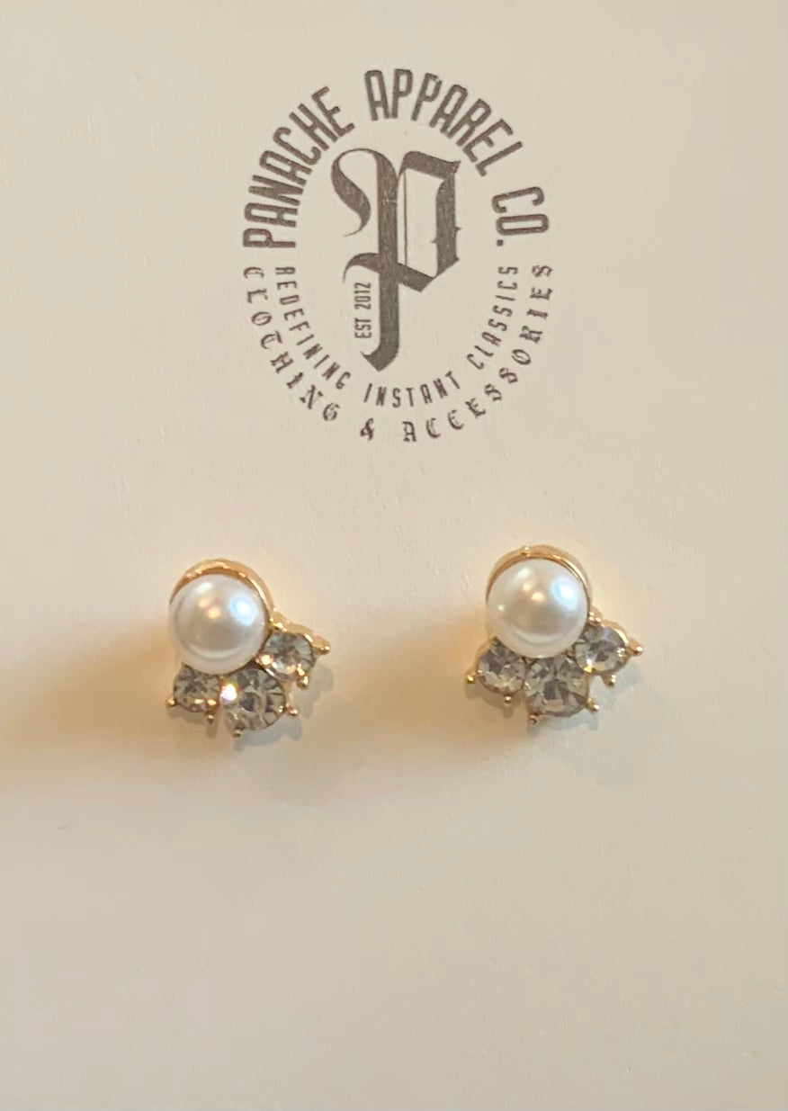 Pearl Rhinestone Studs | petite shops