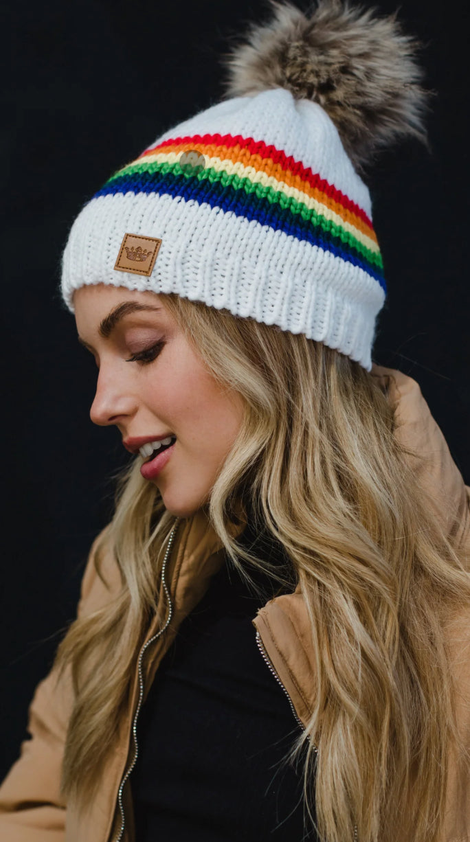 White Rainbow Striped Hat