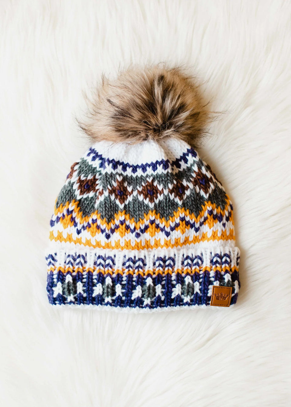 Cream Purple Gold Pom Hat | petite shops