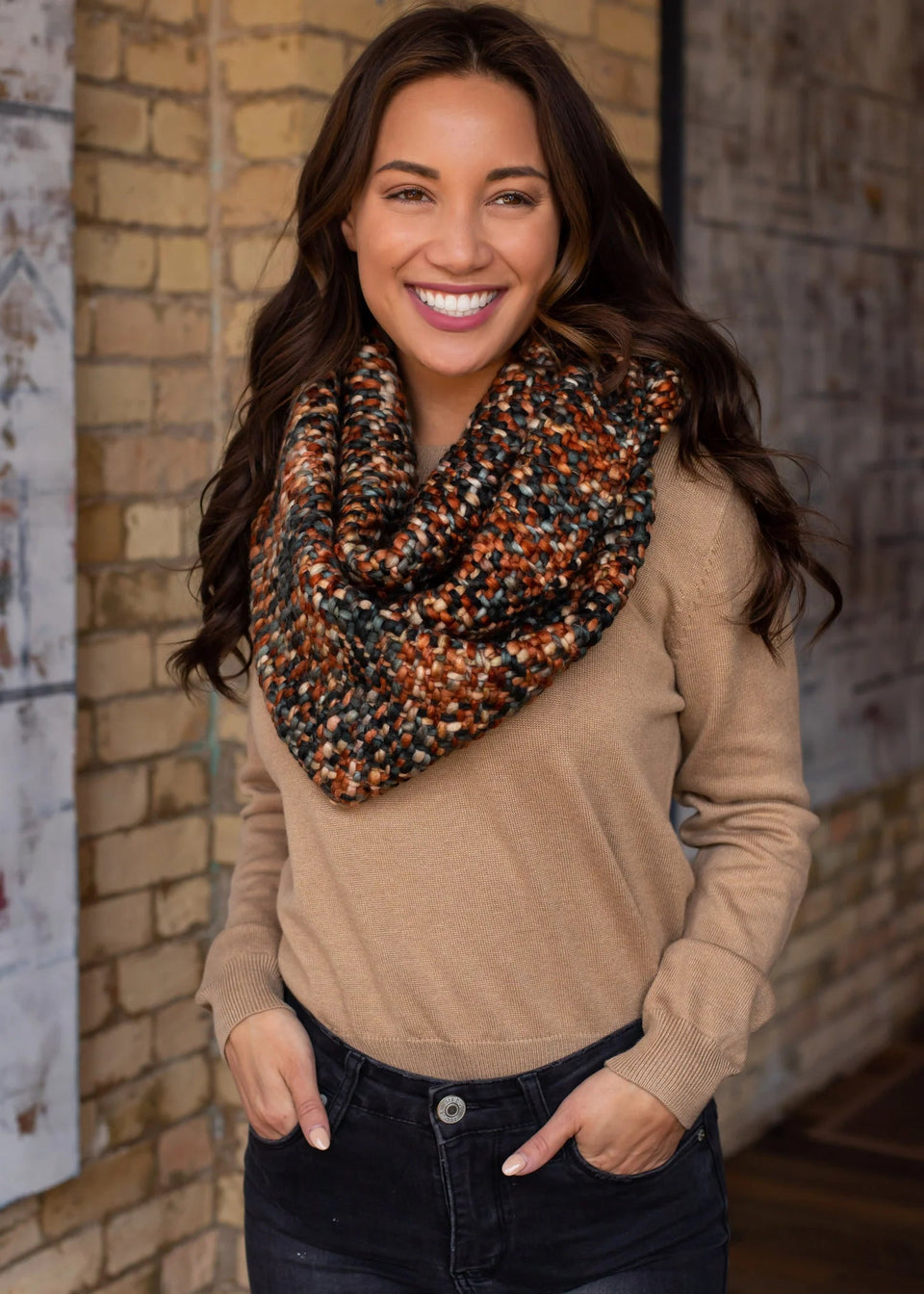 Brown Infinity Scarf | petite shops