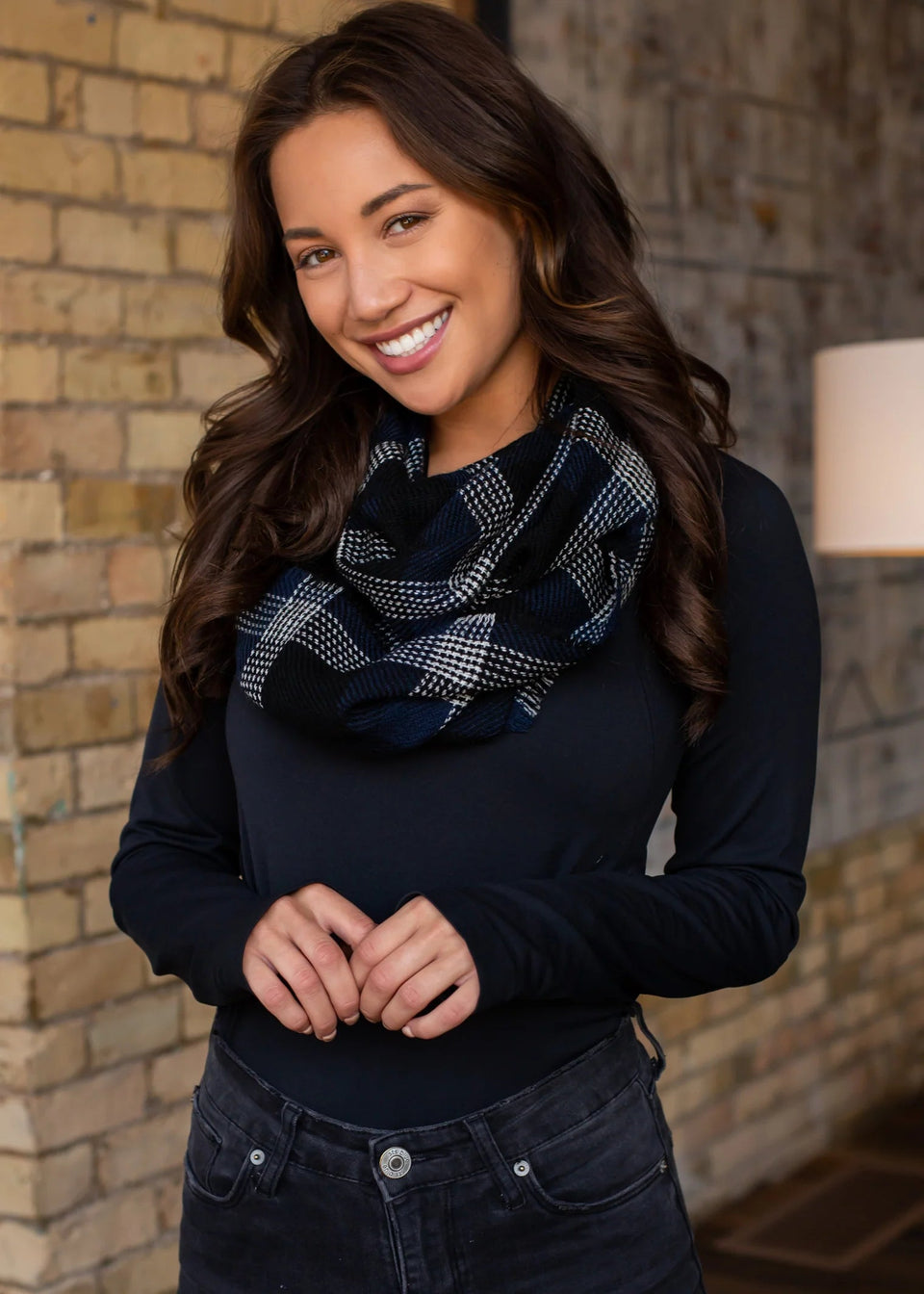 Black & White Plaid Infinity Scarf | petite shops