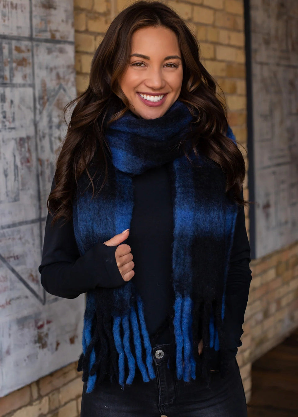 Blue PlaidScarf | petite shops