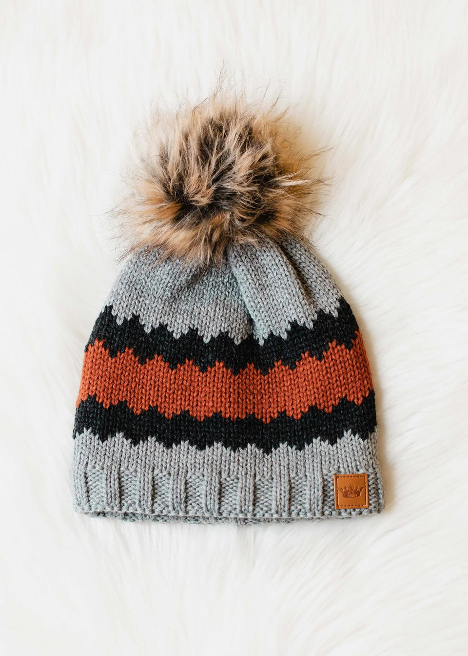 Gray, Rust Pom Hat | petite shops