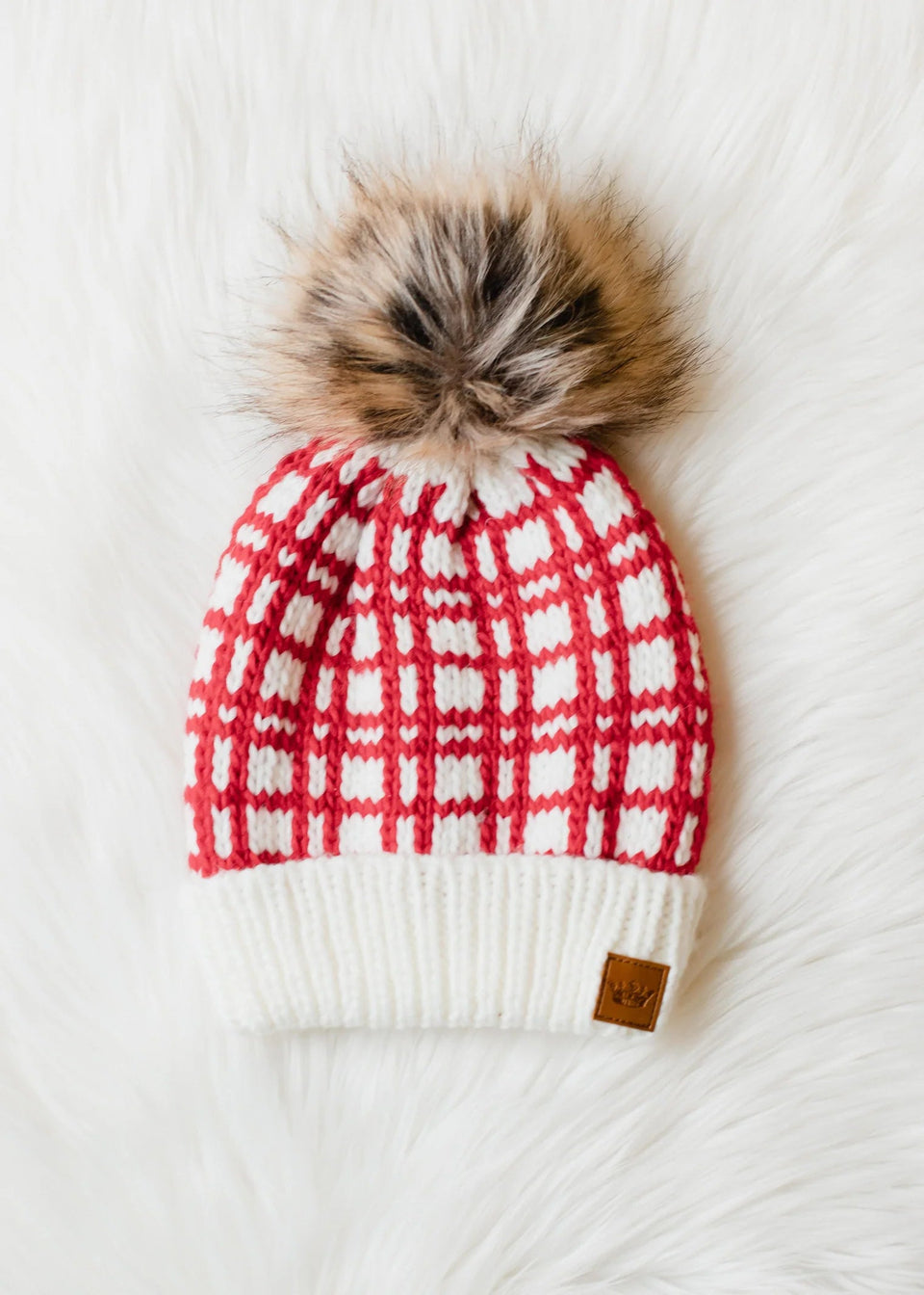 Red & White Plaid Pom Hat | petite shops