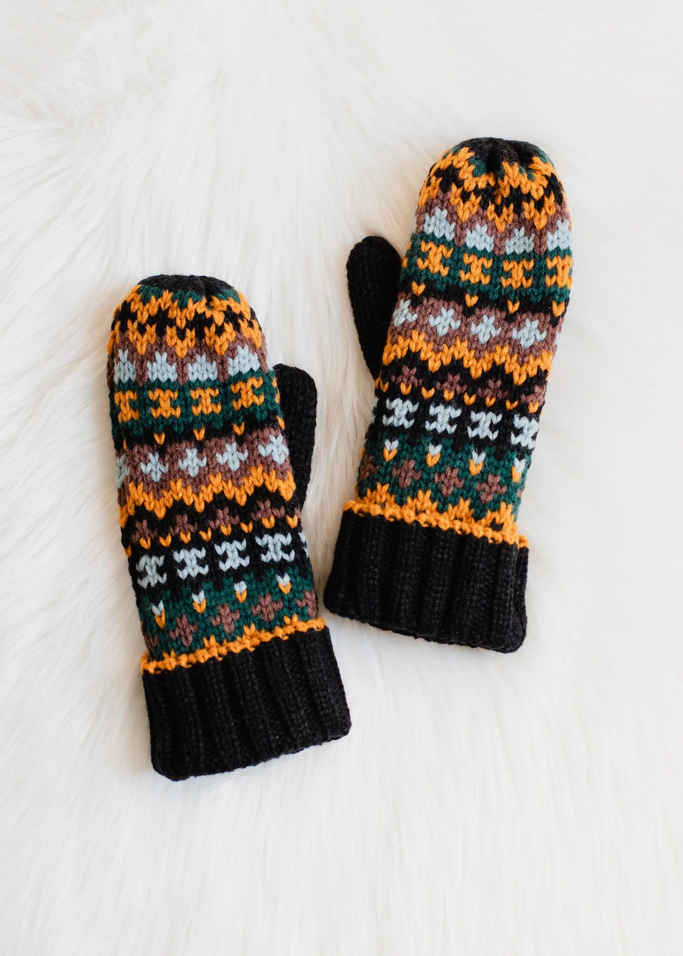 Black Mustard Knit Mittens | petite shops