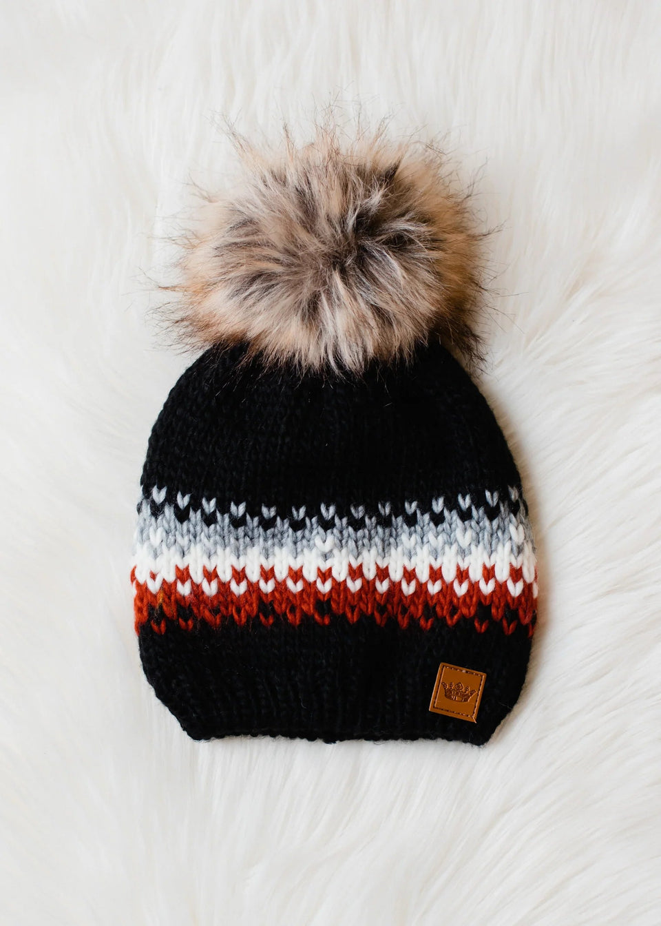 Black, Gray, White, Rust Pom Hat | petite shops