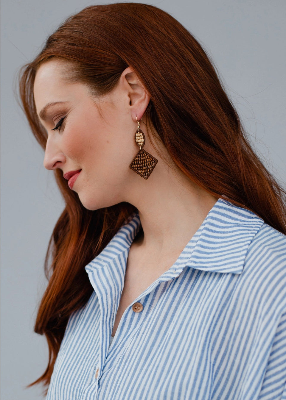 Brown Beaded Earrings | petite shops