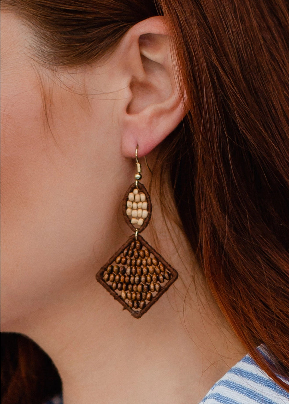 Brown Beaded Earrings | petite shops