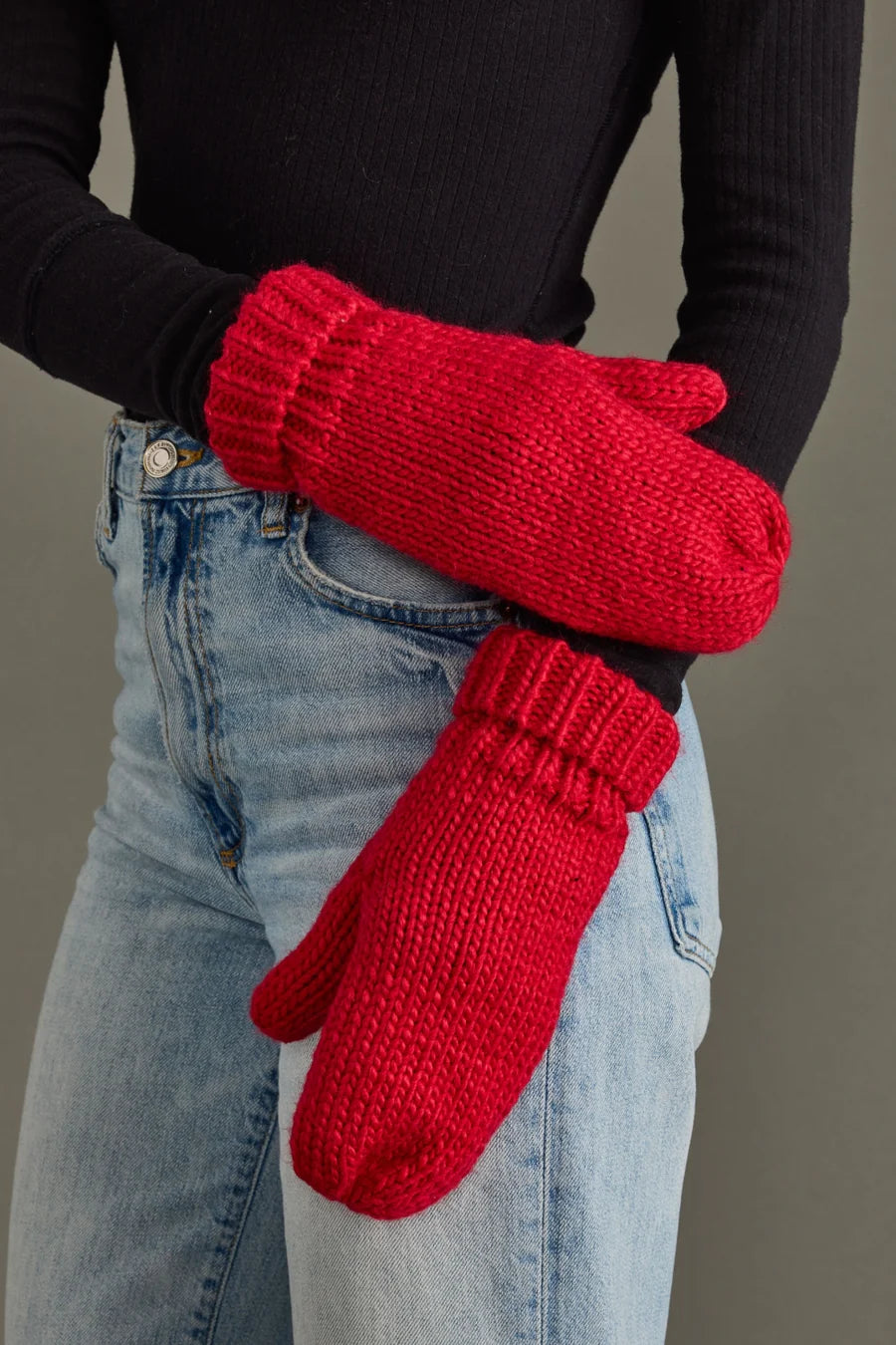 Red Knit Mittens