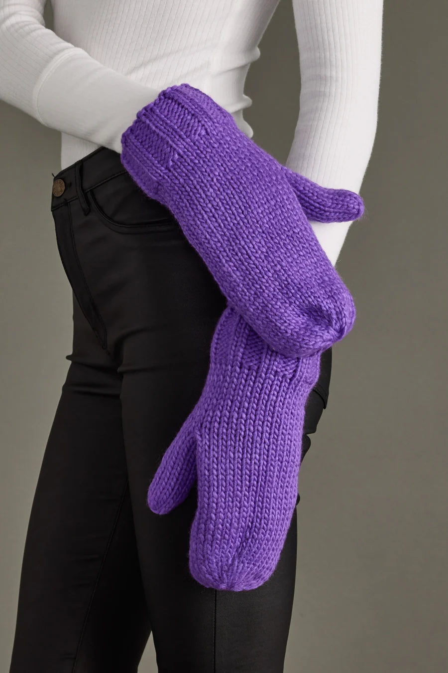 Purple Knit Mittens