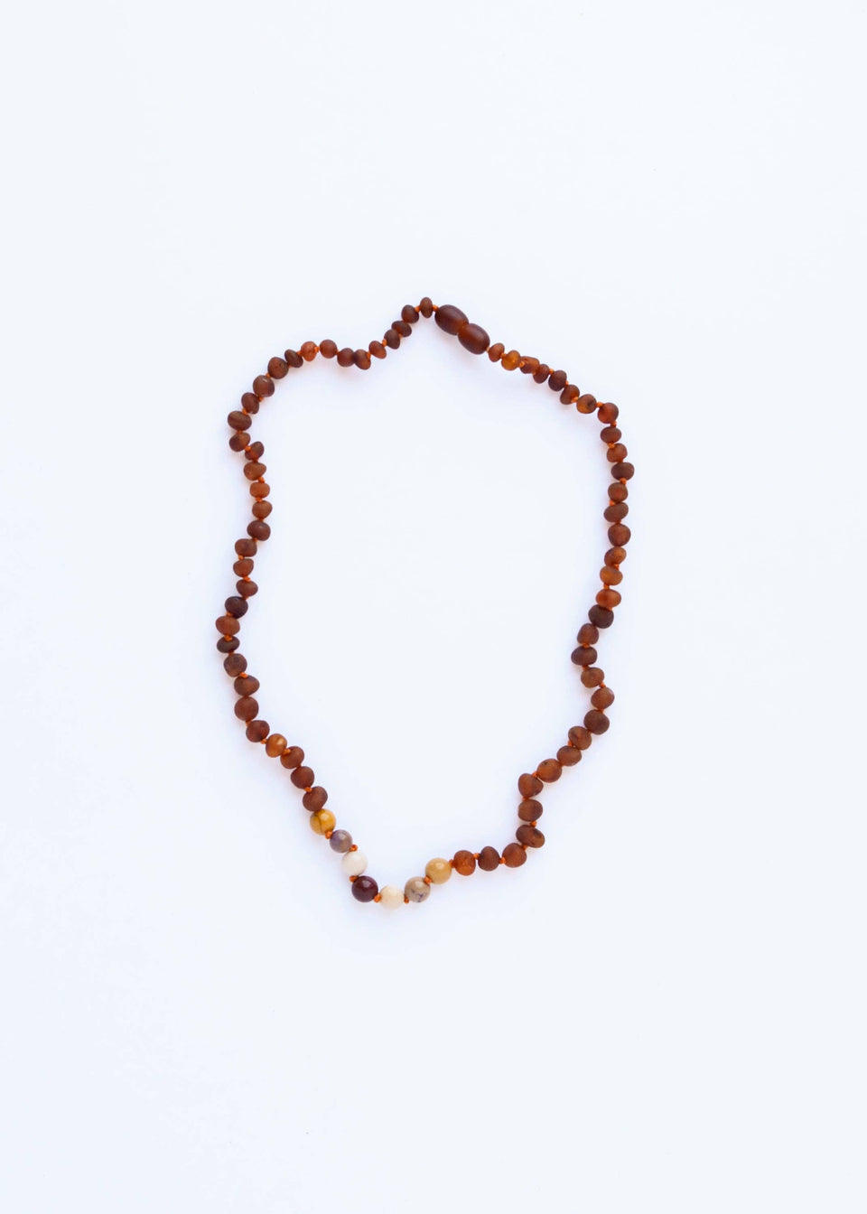 Raw Cognac Baltic Amber + Mookaite Jasper || Necklace: 11" Baby Necklace