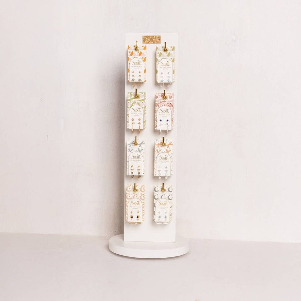 Stud Trio Ear Jacket Set - Moon/Black Spinel/Gold