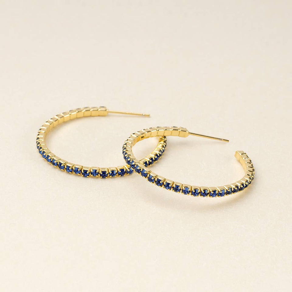 Sparkle & Shine Sm Rhinestone Hoop Earring - Montana Blue