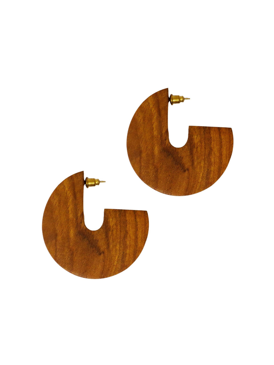 Wood Disc Earrings - Teak Wood: Large 2"