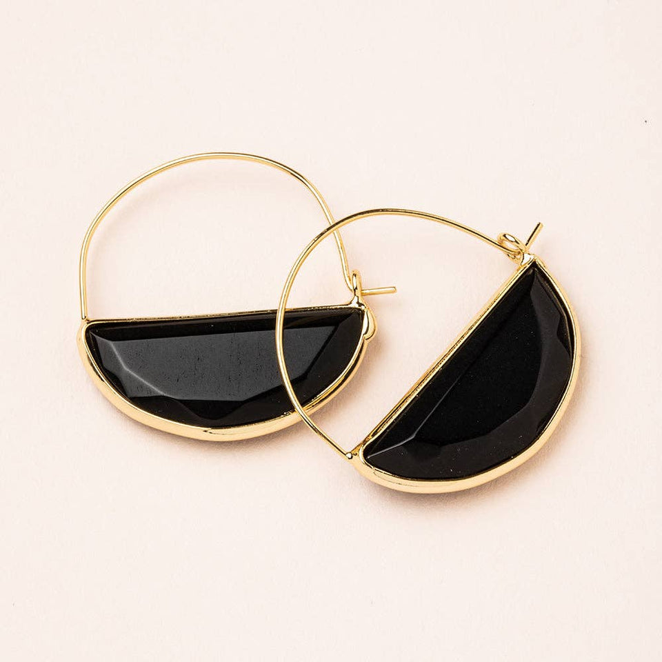 Stone Prism Hoop - Black Spinel/Gold