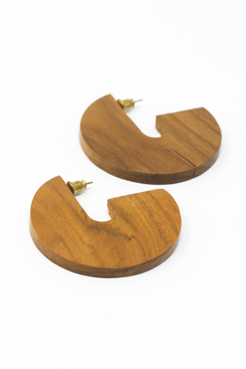 Wood Disc Earrings - Teak Wood: Large 2"