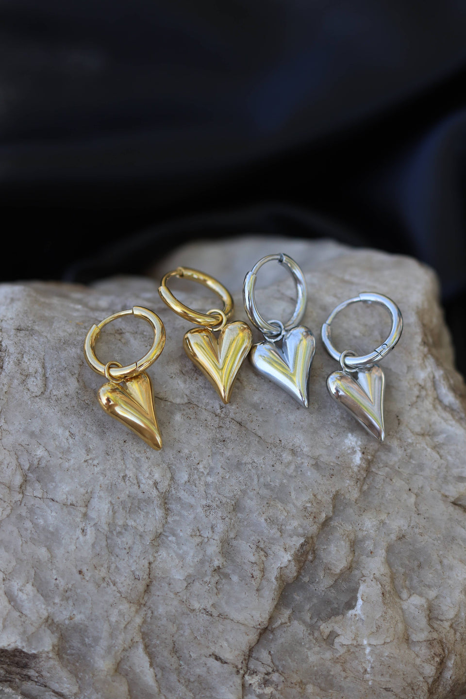 Gold Heart Huggy Earrings (Stainless Steel)