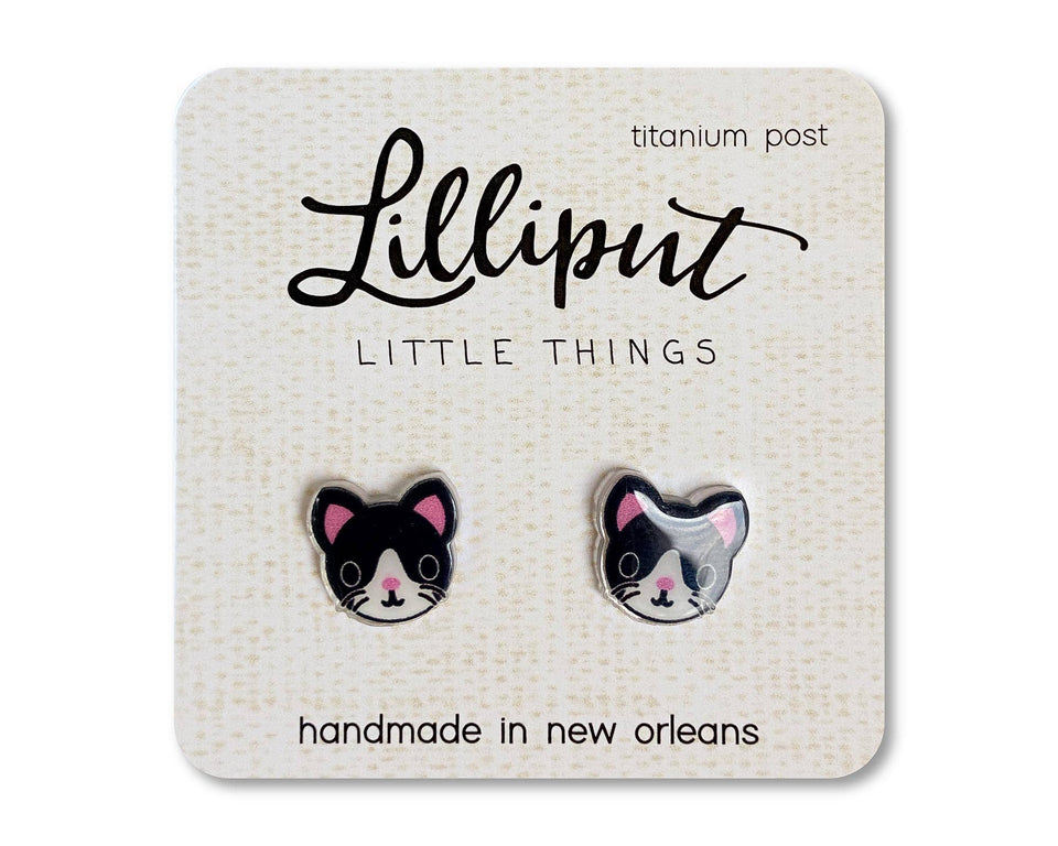 Kitty Cat Earrings : Tuxedo