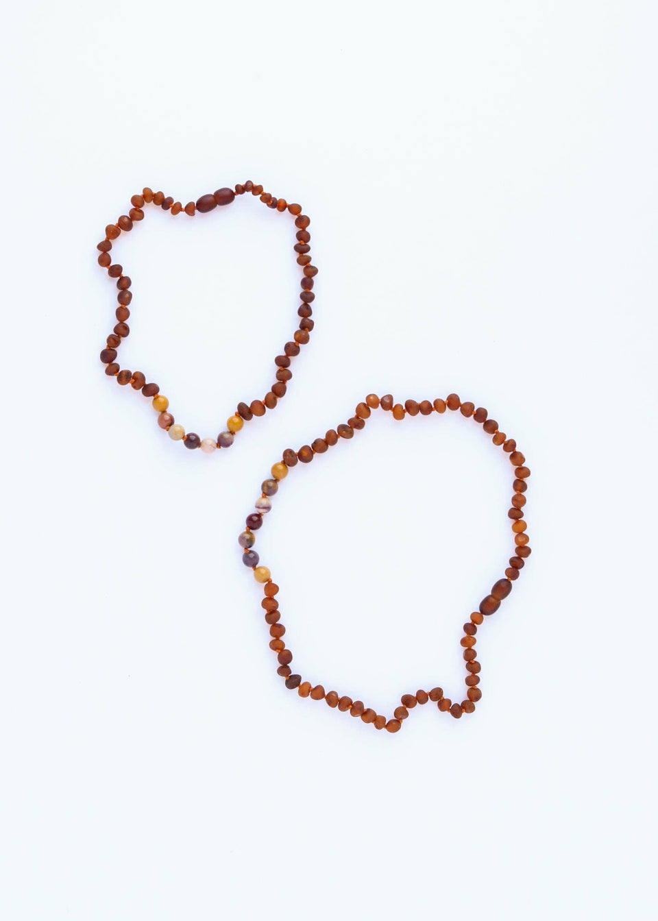 Raw Cognac Baltic Amber + Mookaite Jasper || Necklace: 11" Baby Necklace