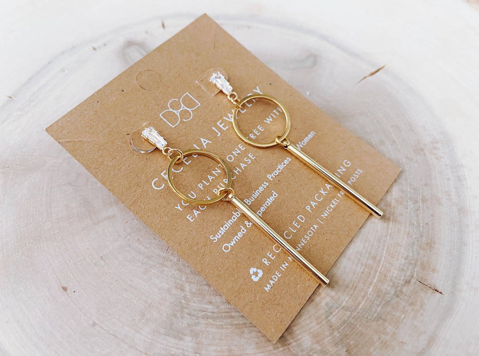 Gatsby Bar Drop Gold Plated Earrings : Gatsby Bar Drop