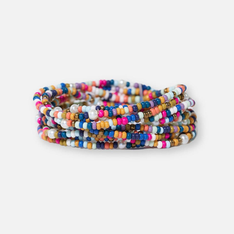 Sage Confetti Beaded 10 Strand Stretch Bracelets Multicolor