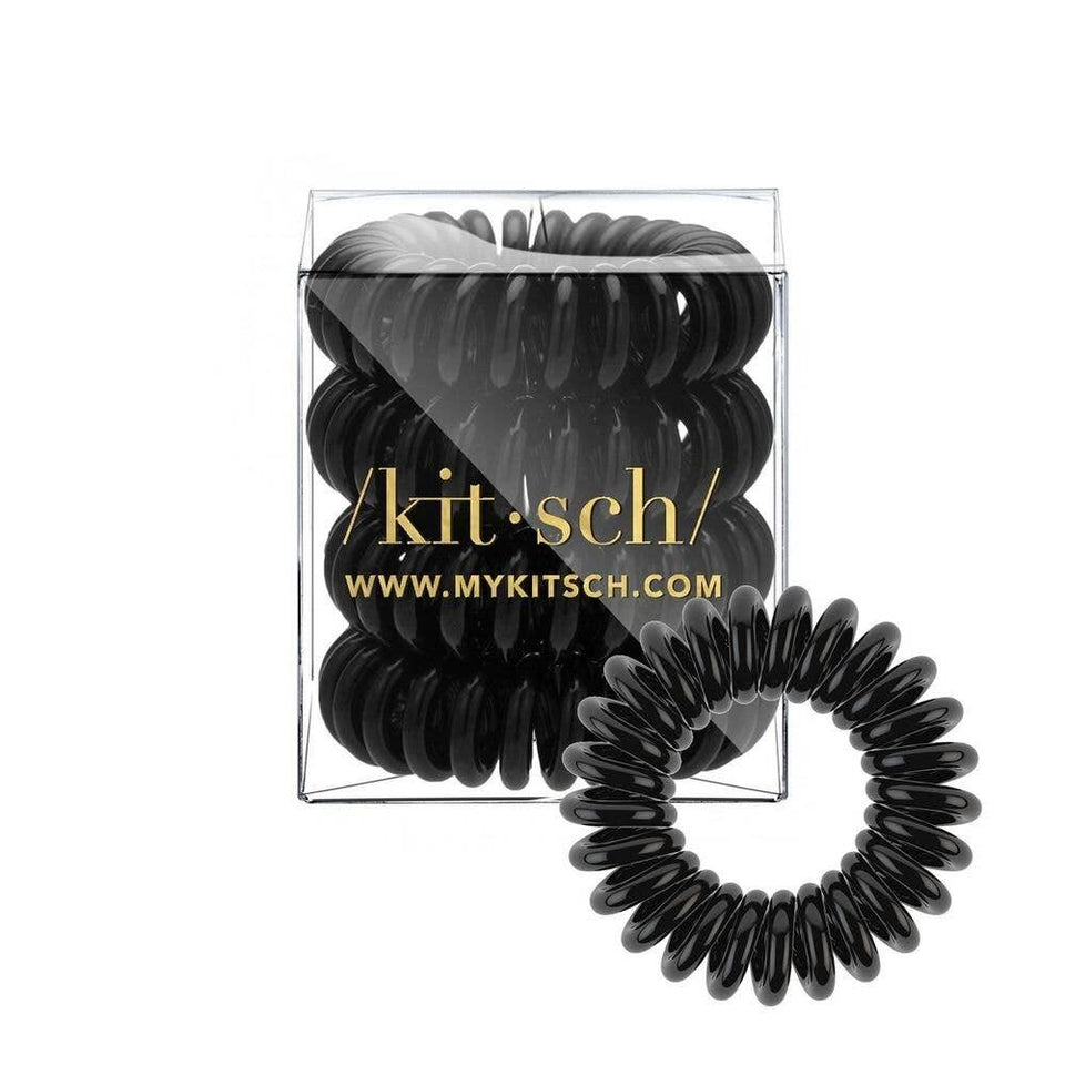 Spiral Hair Ties 4 Pack - Black | petite shops