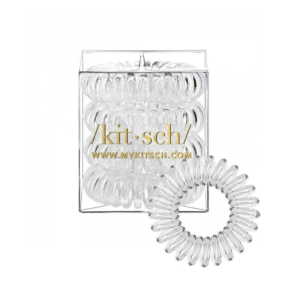 Spiral Hair Ties 4 Pack - Clear | petite shops