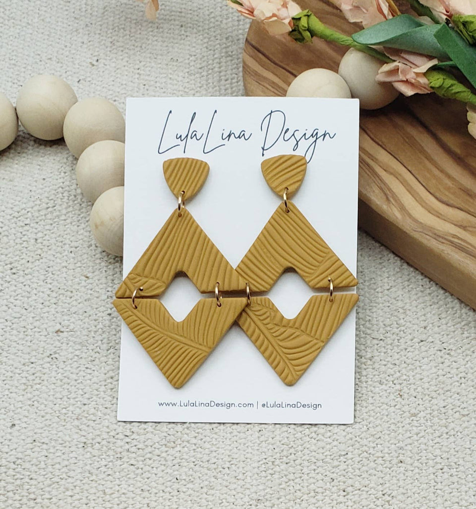 the Alexandria | Mustard Yellow Texture Clay Earrings | petite shops